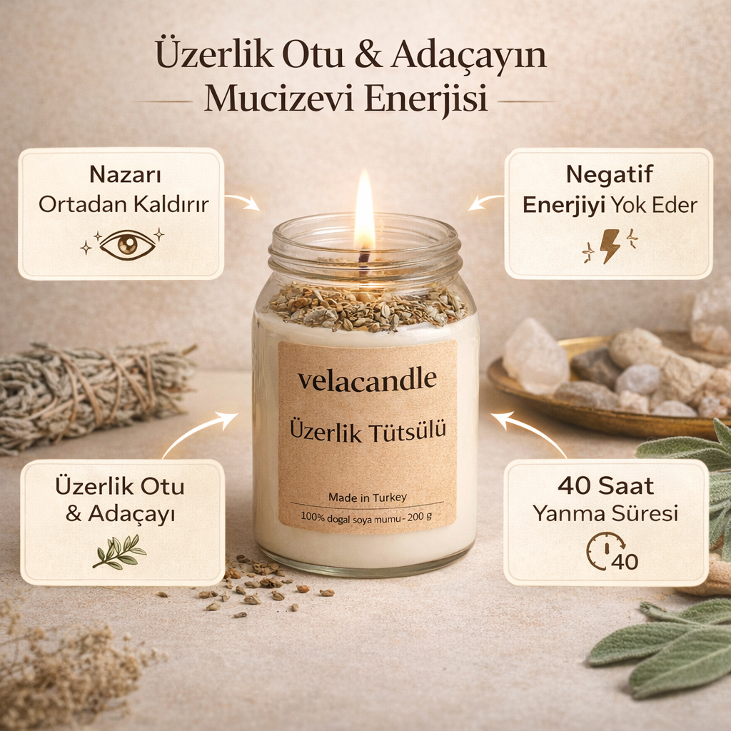 Nazar Arındırıcı Ritüel Mum (Üzerlik & Ada Çayı)